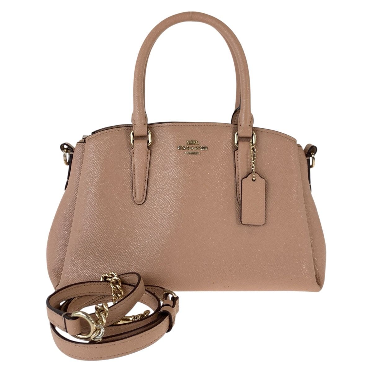 COACH コーチ ベージュ ピンクベージュ PVC ハンドバッグ ショルダー