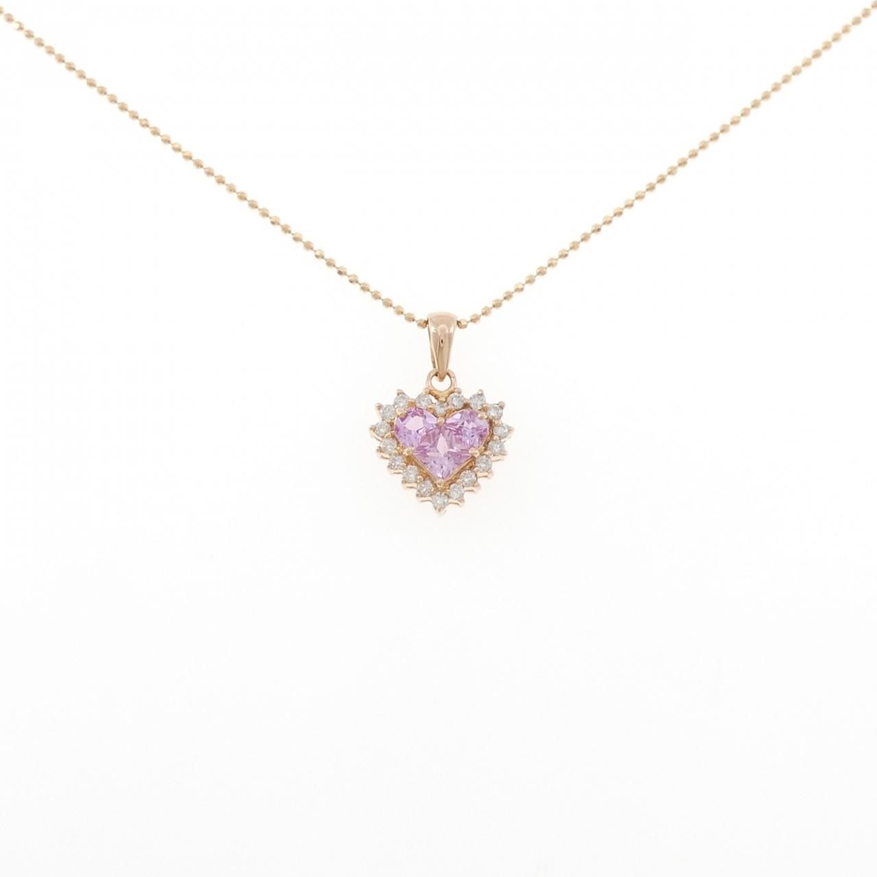 K18PG ハート サファイヤ ネックレス 0.73CT