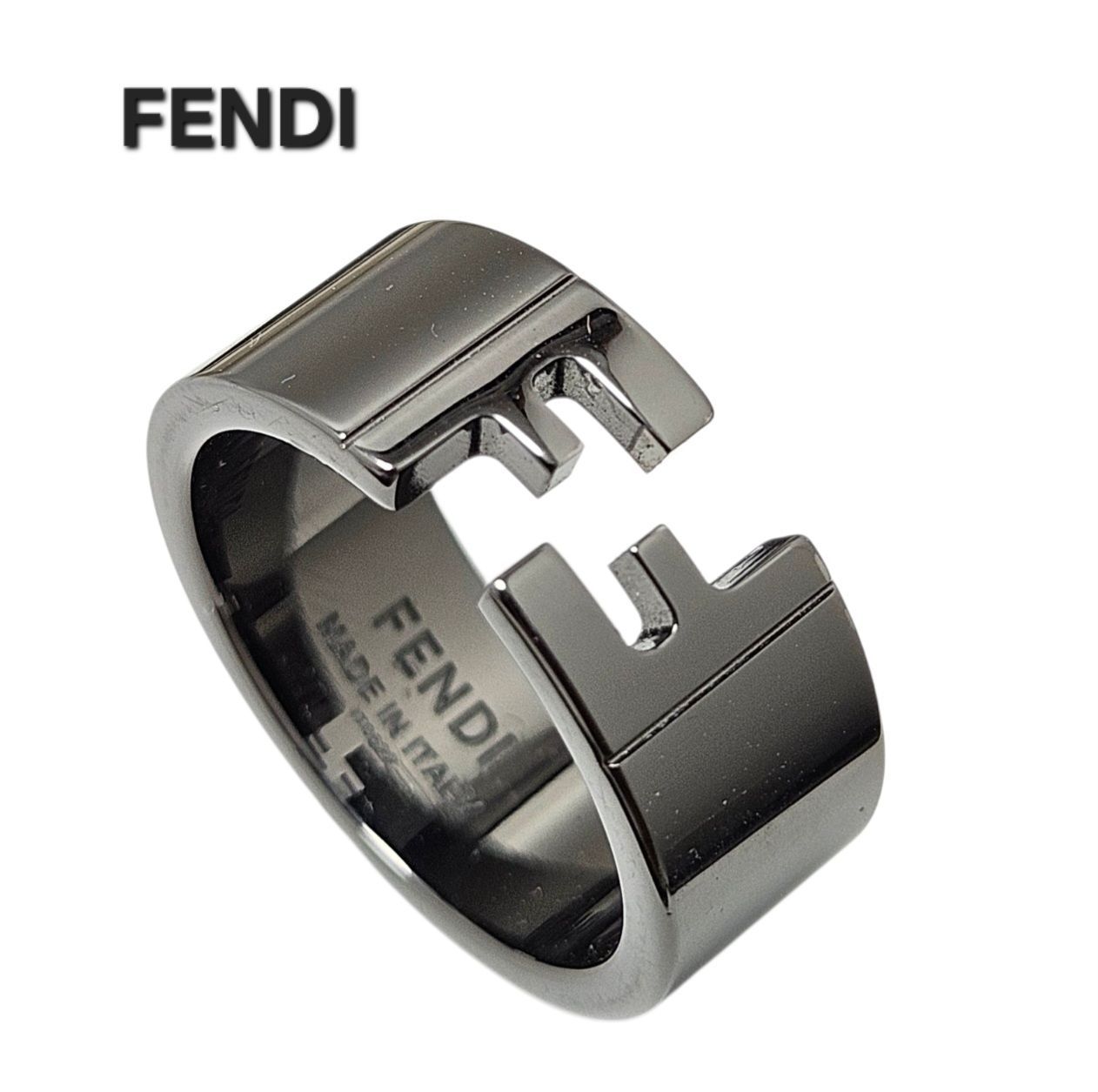 美品】18号 FENDI リング FF ルテニウム ガンメタ S - メルカリ