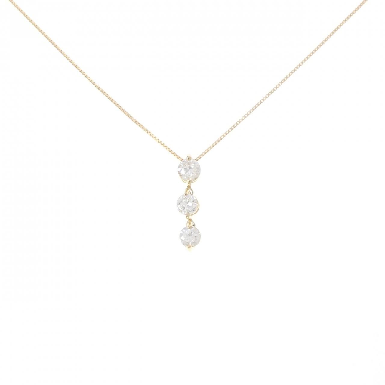 K18YG スリーストーン ダイヤモンド ネックレス 0.30CT