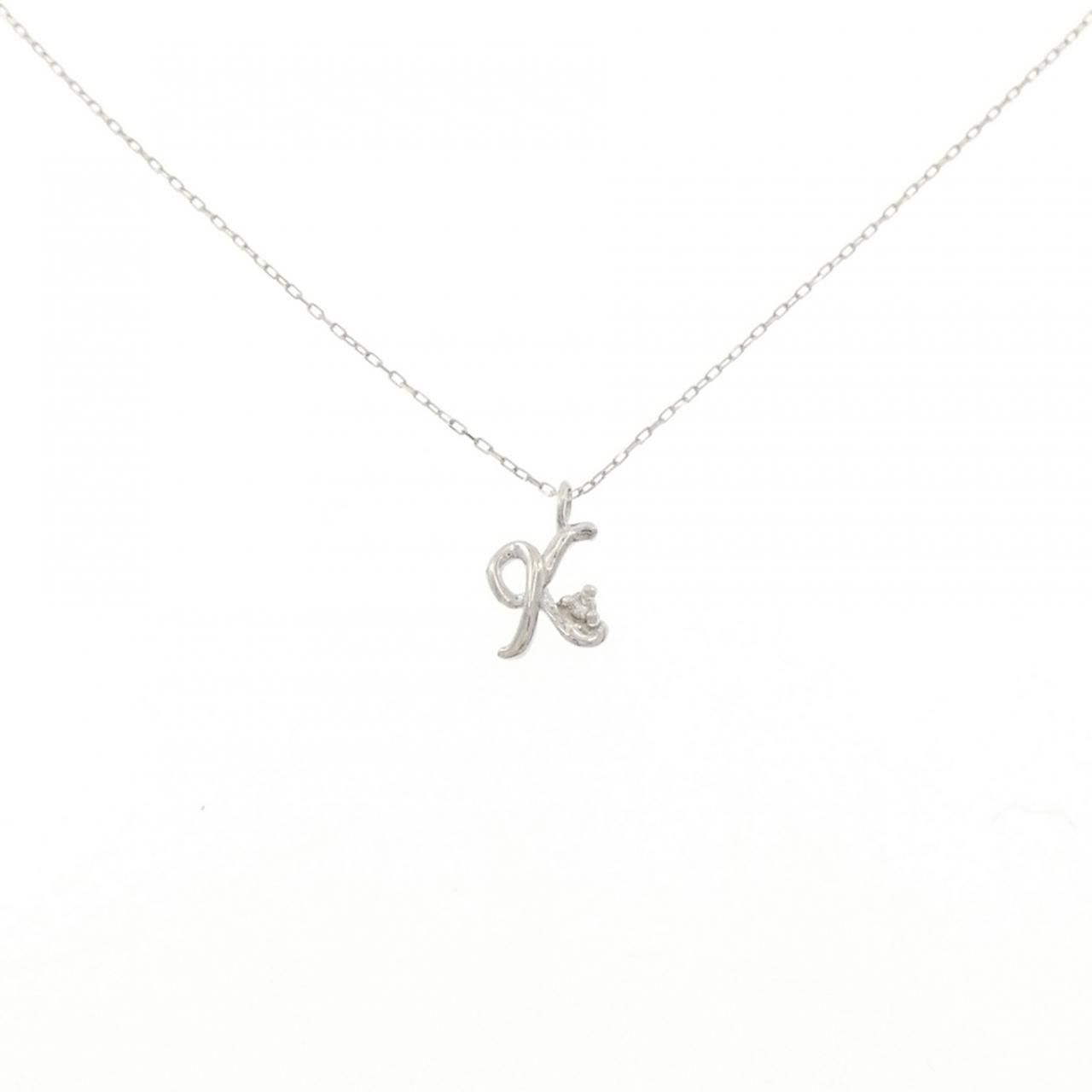 K10WG イニシャルK ダイヤモンド ネックレス 0.01CT