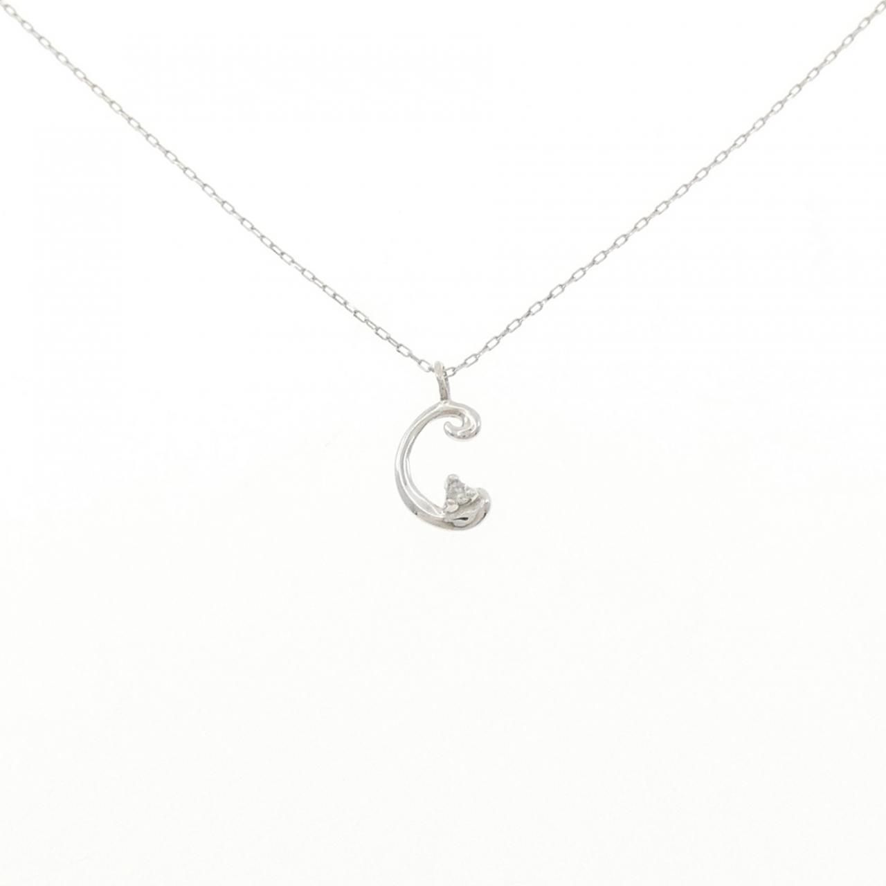 K10WG イニシャルC ダイヤモンド ネックレス 0.01CT