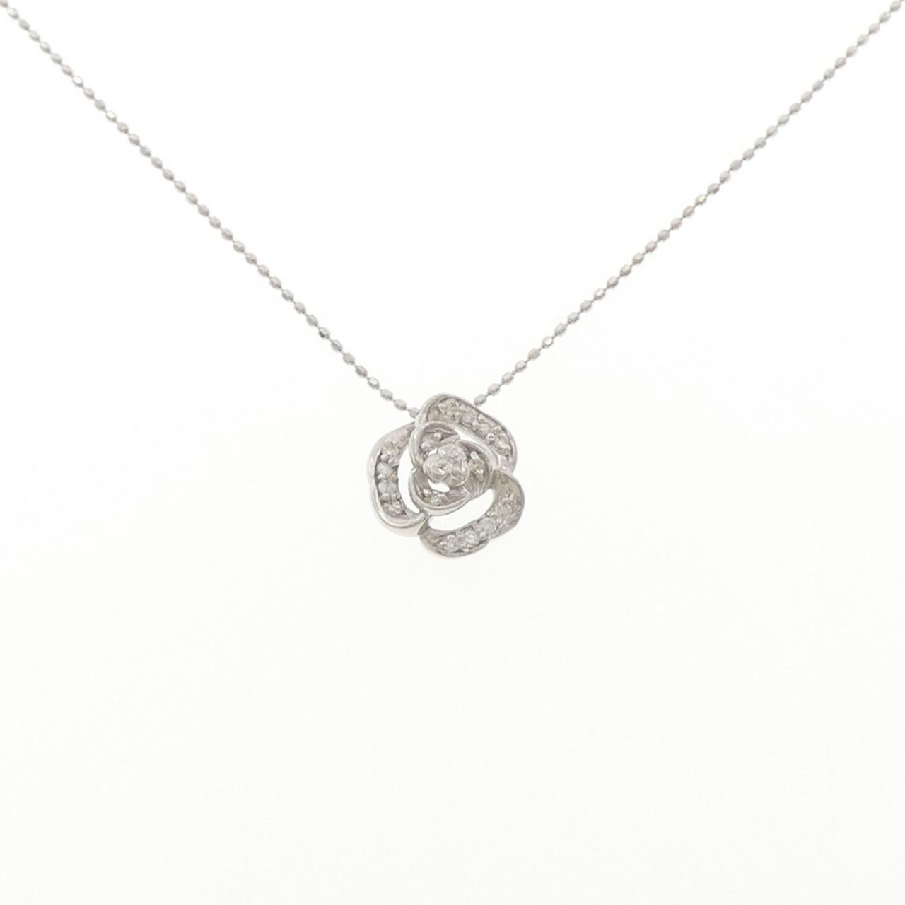 K18WG ローズ ダイヤモンド ネックレス 0.11CT