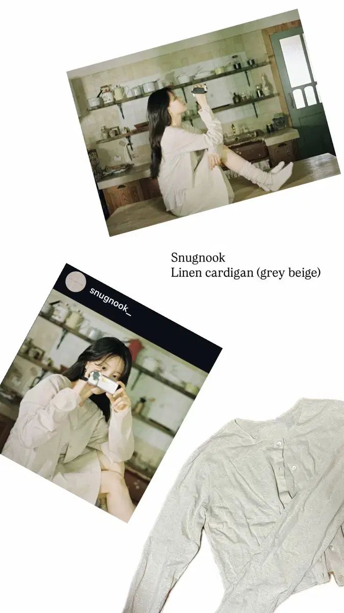 スナッグイージー リネン カーディガン グレー ベージュ snugnook