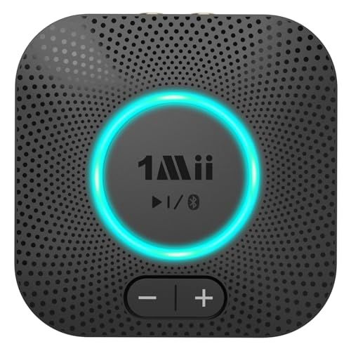 【新品】1Mii bluetooth 5.2 レシーバー オーディオ ブルートゥース 受信機 APTX HD aptx LL 低遅延 AAC RCA / 3.5mm AUX 対応 自動接続 音量調整付き 2台同時接続可能 充電不要 超長ワイヤ 00e2567b