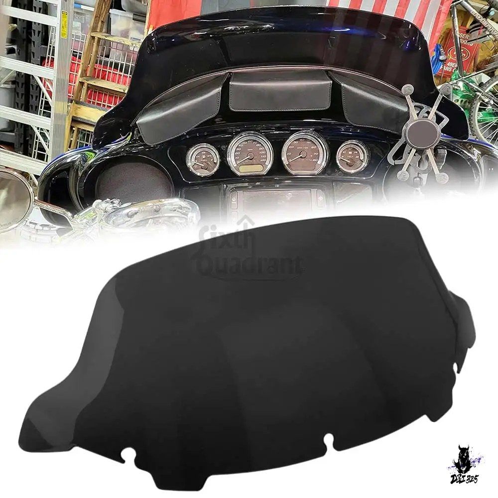 ハーレー エレクトラグライド/ストリートグライド/トライグライド用 10.5インチ ブラックウインドシールド