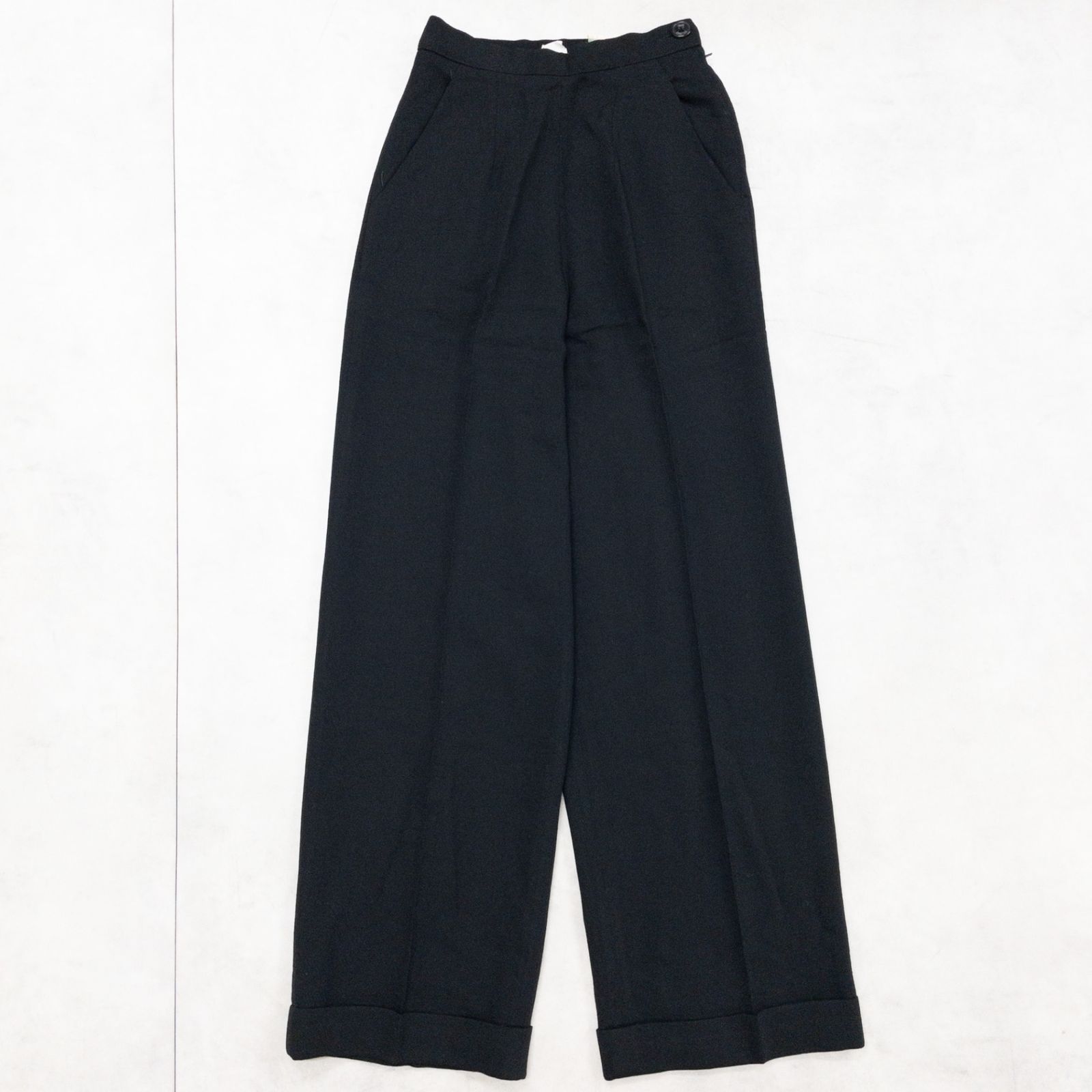 Gianfranco FERRE ジャンフランコフェレ ワイドパンツ スラックス ヴィンテージ ウール イタリア製 ブラック レディース 36 b02041