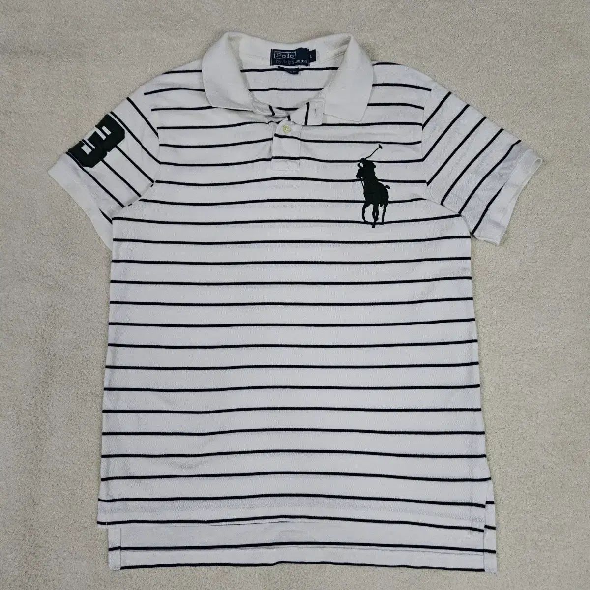 POLO RALPH LAUREN ビッグポニー ストライプ 白 pk 半袖 カラーTシャツ