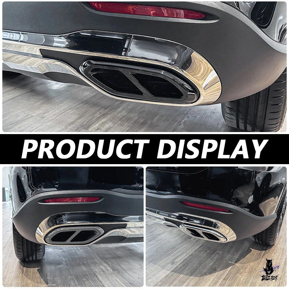 メルセデスベンツ GLC X254 GLC260 GLC300 2023+ 用 リアエキゾーストトリムカバー 光沢ブラック