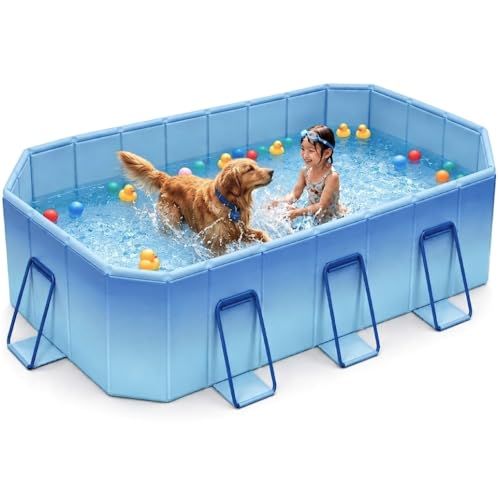 【新品】【公式】UKAboo プール 大型 折りたたみ 【パッと広げてすぐ使える】 空気入れ不要 家庭用 子供用 ファミリープール 簡単排水 コンパクト収納 ベランダOK 日本語説明書 ウカブー (アイスブルー, 2.6ｍ) a895b3ed