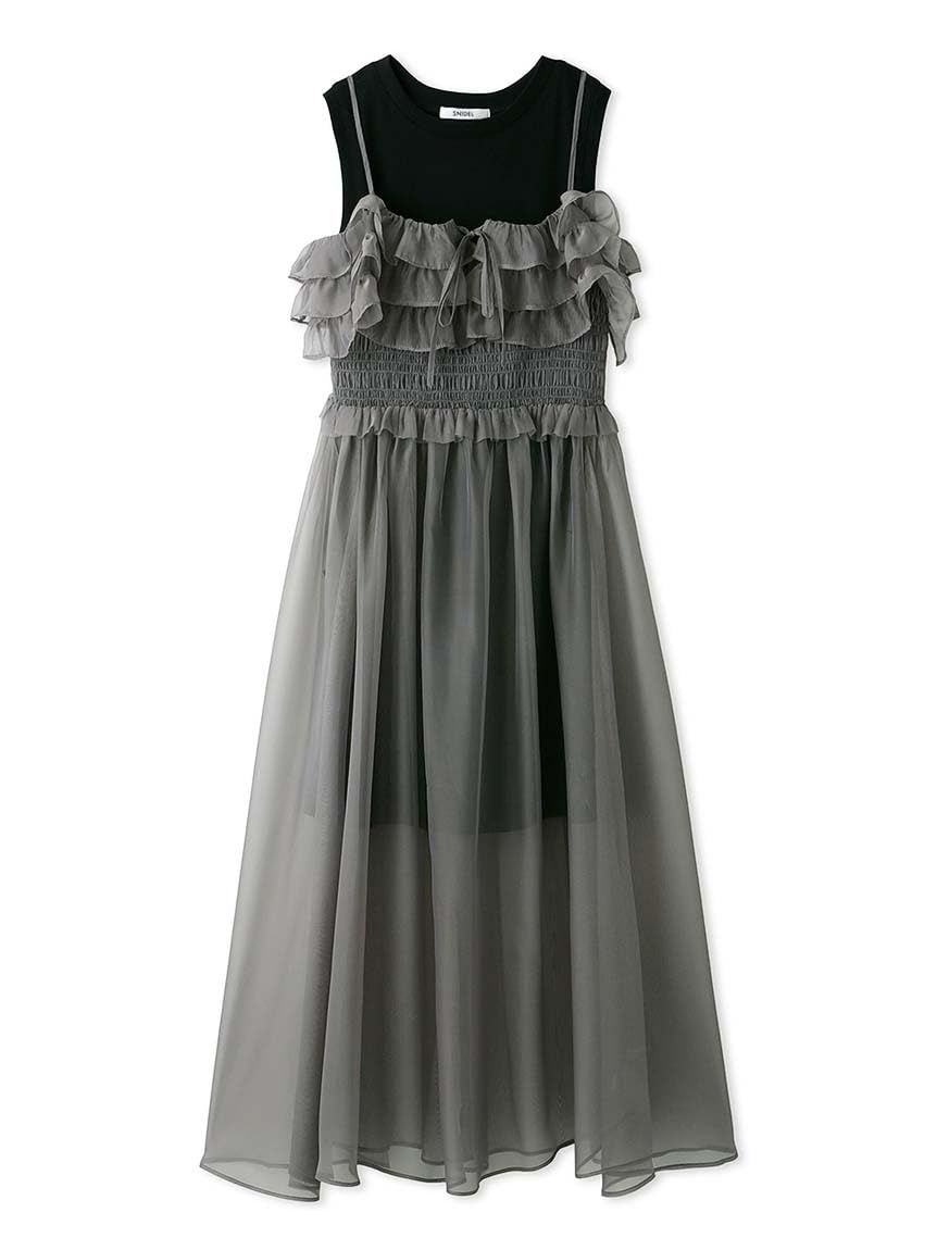 新品 シアーレイヤードカットミニワンピ