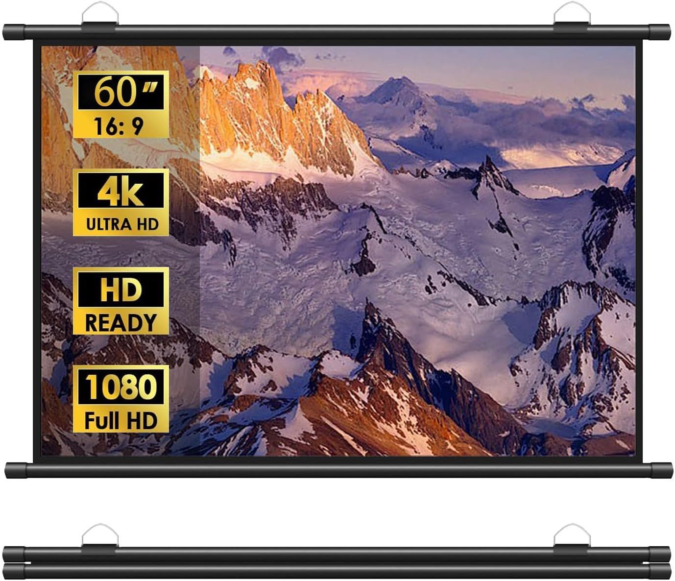 プロジェクター スクリーン 60インチ 16:9 吊り下げ 4K対応 壁掛け