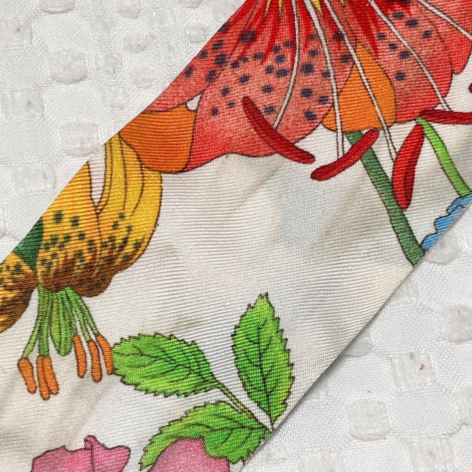 GUCCI グッチ フローラプリント ネックボウ ツイルスカーフ シルク