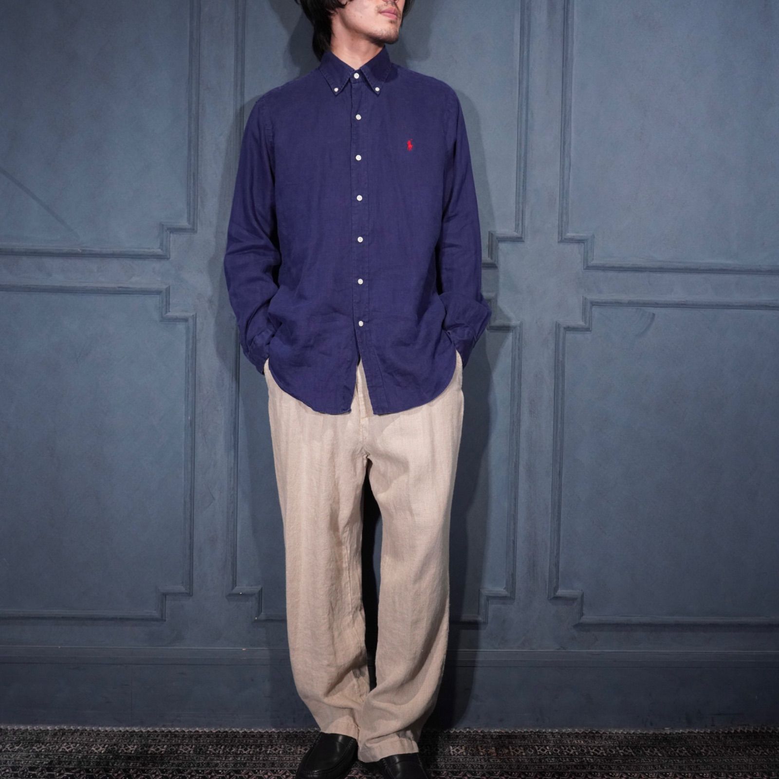 USA VINTAGE DANIEL CREMIEUX TUCK DESIGN LINEN WIDE SLACKS PANTS/アメリカ古着ダニエルクレミュタックデザインリネンワイドスラックスパンツ
