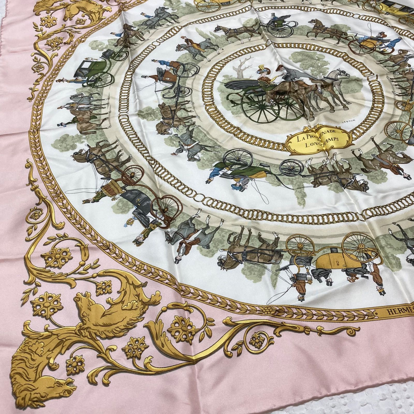 □極美品□HERMES エルメス カレ90 La Promenade de Longchamps