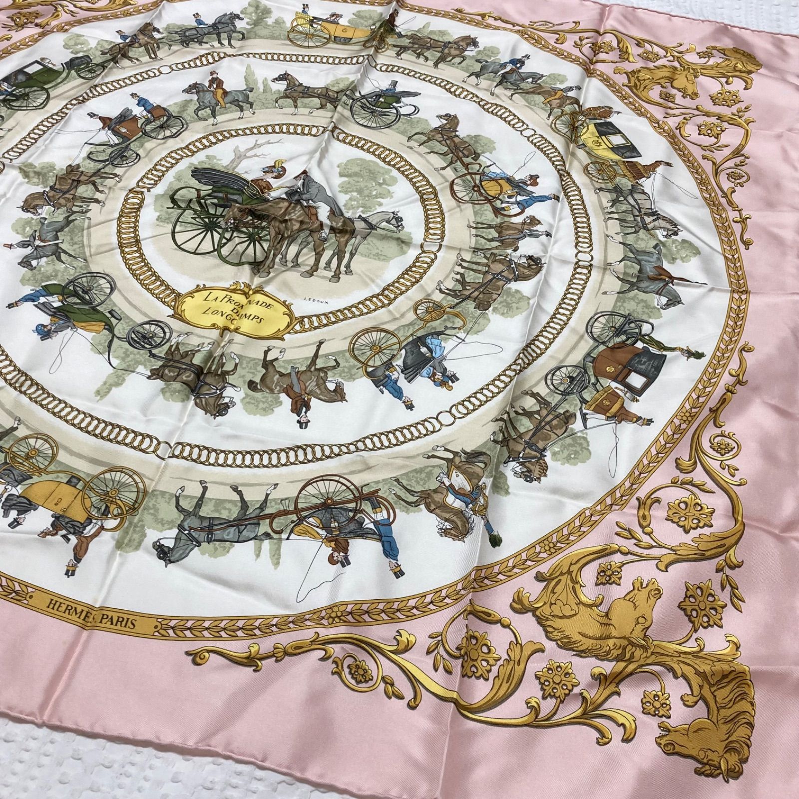 □極美品□HERMES エルメス カレ90 La Promenade de Longchamps
