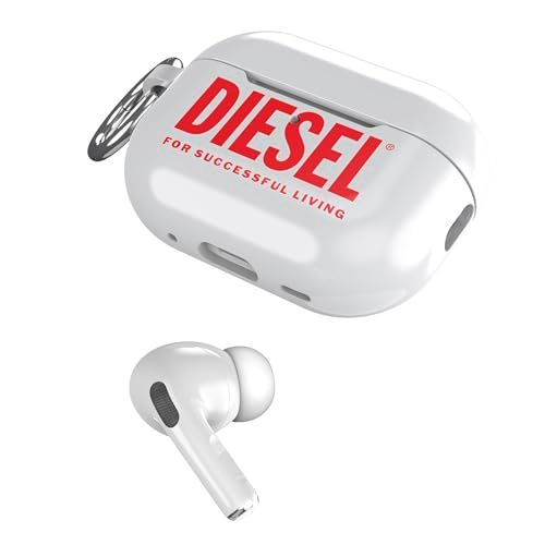 DIESEL AirPods Pro2 ケース/AirPods Pro ケース TPU おしゃれ カバー ブランドロゴ 保護 (ディーゼル AirPodsPro 第1世代 / 第2世代 ケース, 白 ホワイト)e d25f5a87
