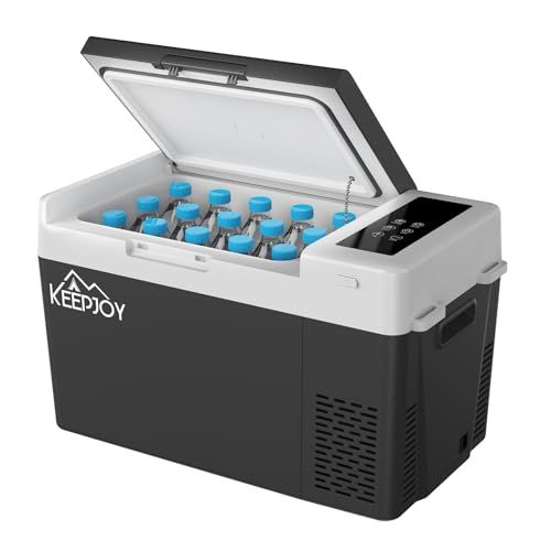KEEPJOY 車載冷蔵庫 24L ポータブル冷蔵庫 コンプレッサー式 急速冷凍 -20℃~20℃対応 電圧保護機能搭載 DC12V/24V AC100-240V対応 高断熱 ECO省エネ 一人暮らし 家庭用 車中泊 キャンプ C23W (ブ 36f9dea1
