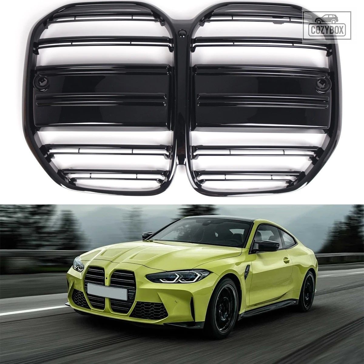 BMW 4 シリーズ G22 G23 2 ドア 2021 - 23 フロント バンパーキドニー グリル 黒レー