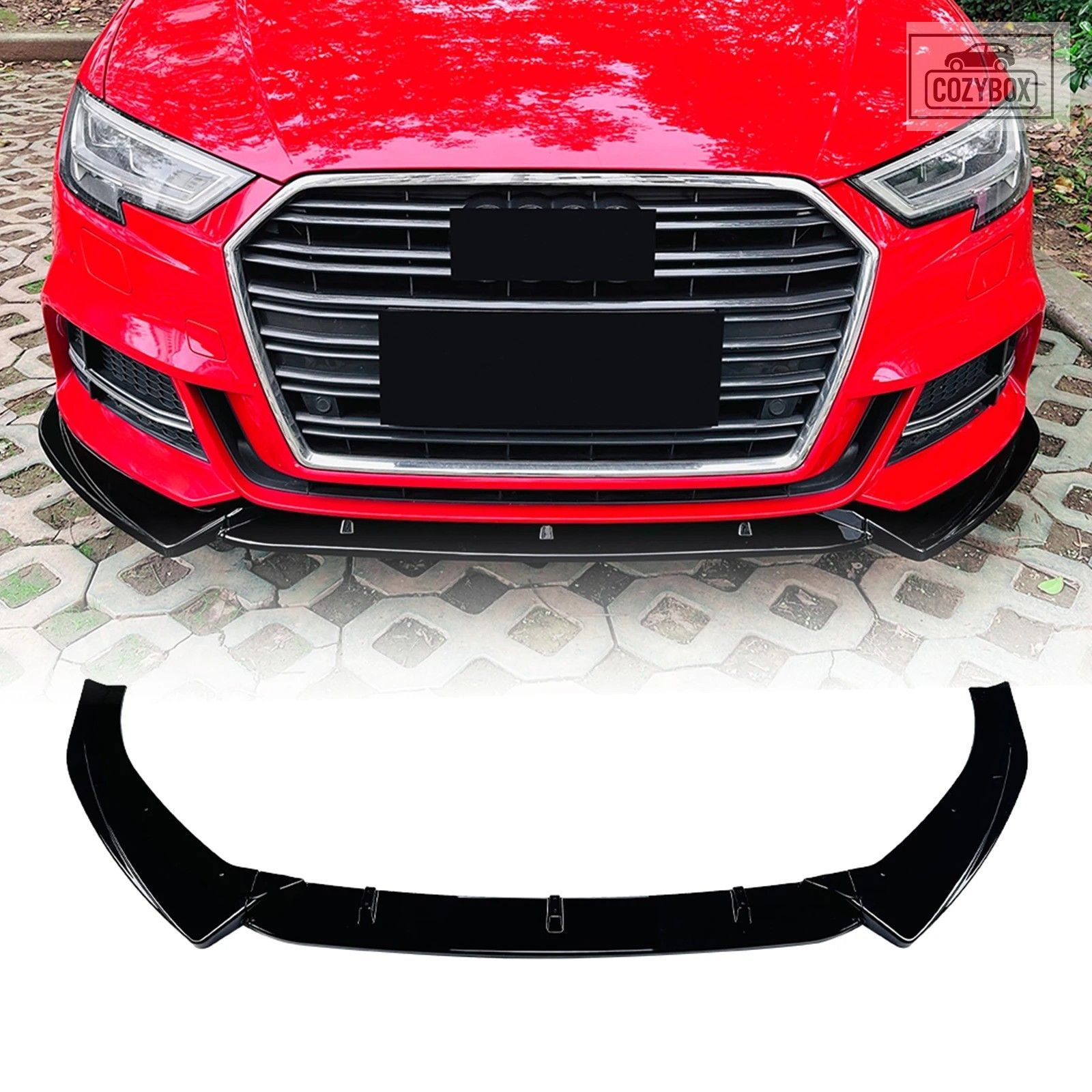 フロント バンパー スポイラーリップ アウディ A3 S3 8V Sline S-Line 2017-2020 / カ