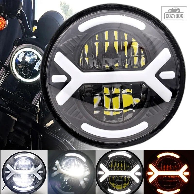 5.75 インチオートバイ H4 ハイロービーム 5 3/4 インチ LED ヘッドライトエンジェ