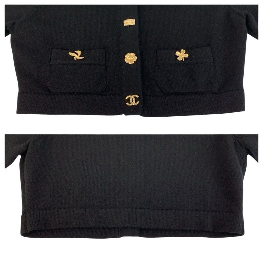 美品 CHANEL シャネル アイコンボタン サイズ34 ブラック ゴールド