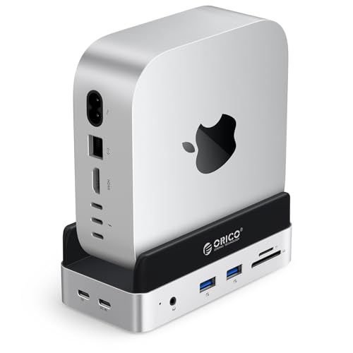 ORICO MiniDock Mac mini M4 専用スタンド＆ドック｜NVMe SSD エンクロージャー｜6-IN-1 USB3.2 ハブ｜10Gbps USB-A×2・SD/TF カードリーダー搭載 Mac mini M4/Pro 対応ｍａ