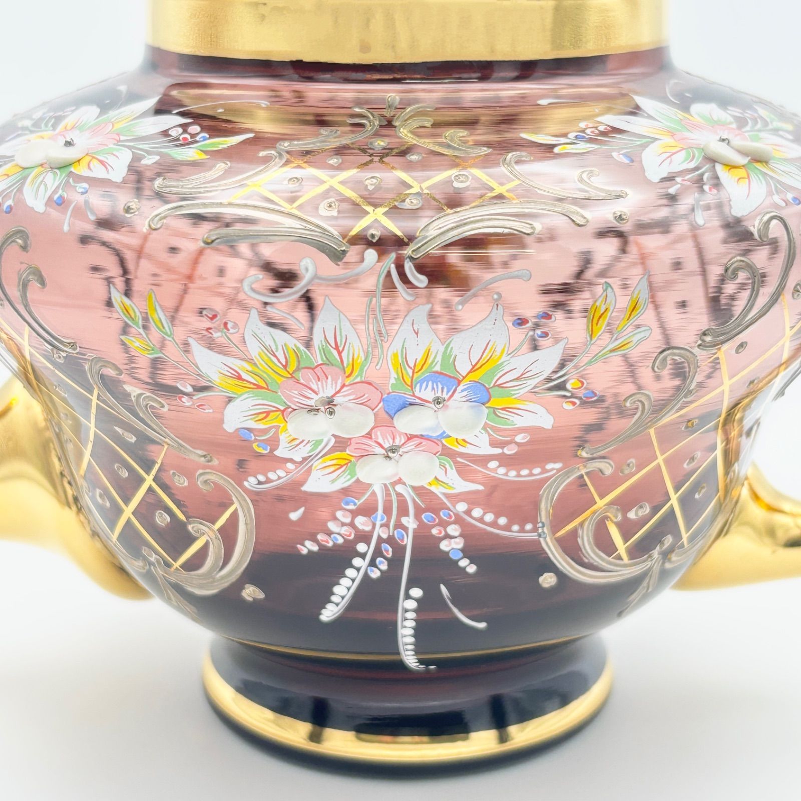 稀少 / 美品】ベネチアンガラス ティーポット 大 高さ約17cm ムラーノ