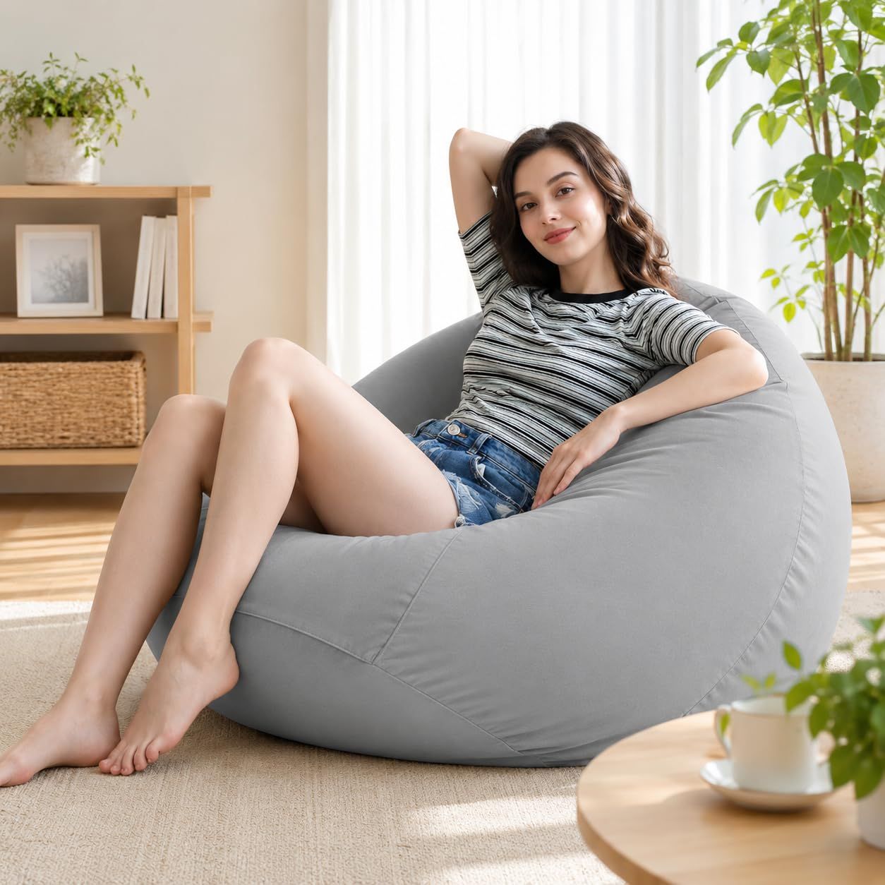 【迅速に発送】ビーズクッション 70*60cm けんこう あんぜん 無臭 クッション 怠け者ソファ 特大 柔らかい 疲労解消 軽量 取っ手付き 洗えるカバー 体にフィットするクッション 2a5d1254