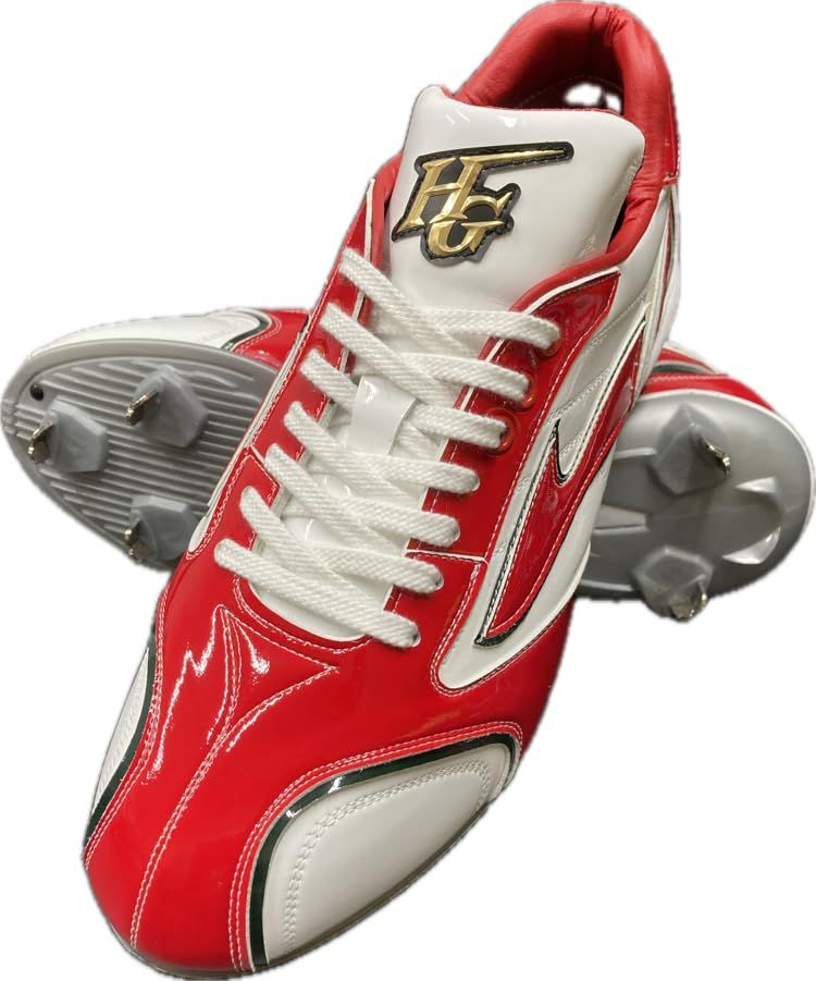 新品 HI-GOLD ハイゴールド 限定 エナメルカラースパイク 樹脂ソール埋込式固定金具(7本歯)PRS-003RS レッド×ホワイト×グリーン 27.5cm