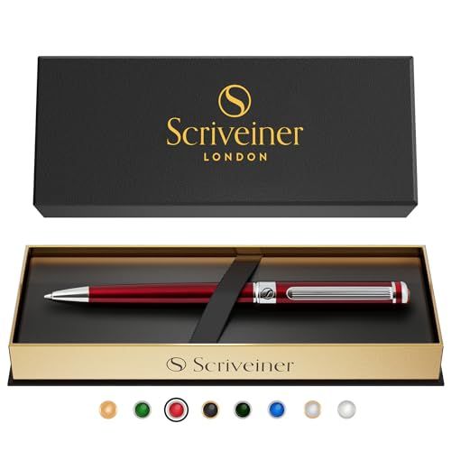Scriveiner ボールペン 最高級 クローム仕上げ シュミット 黒リフィル 最高のボールペンギフトセット 男女 ビジネスマン 役員 オフィスに最 Deep Crimson Ballpoint Penｍａ