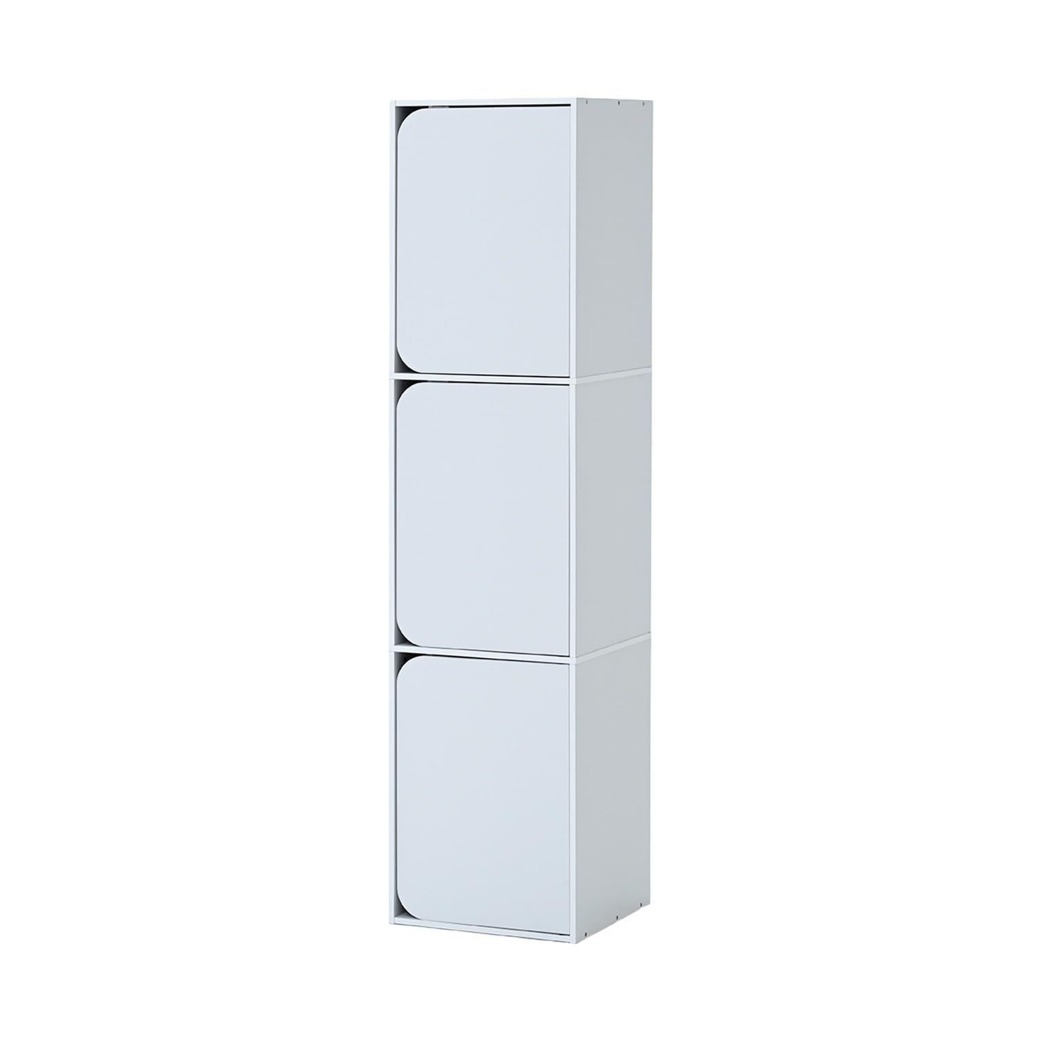 山善(YAMAZEN) カラーボックス 扉付き A4対応 3段 幅42.5 奥行39 高さ172cm 全体耐荷重125kg 右開き ファイル収納 ホワイト CDR-3(WH)ｍａ