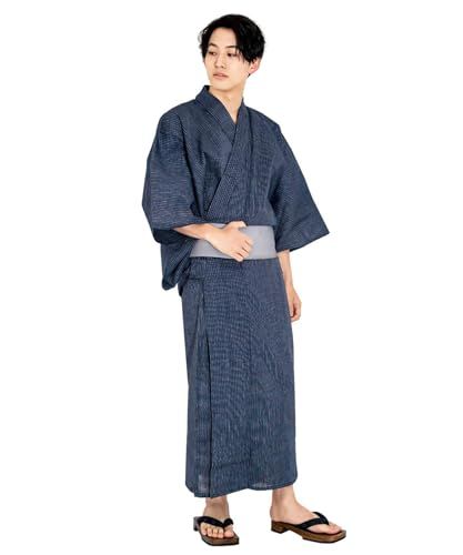 [KYOETSU] [キョウエツ] 浴衣 メンズ セット 男性 綿 しじら ゆかた 黒 紺 おしゃれ C 3点セットe d2855dc2