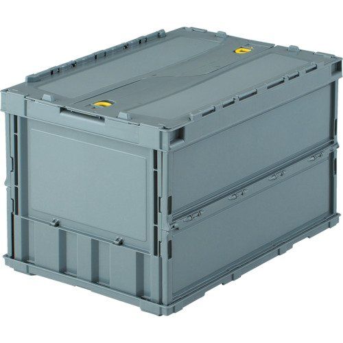 トラスコ中山(TRUSCO) 薄型折りたたみコンテナ 収納ケース 収納ボックス 2個【ケース販売】 526X365X62mm ロックフタ付 50L グレー TR-C50B-GYt 2582da75