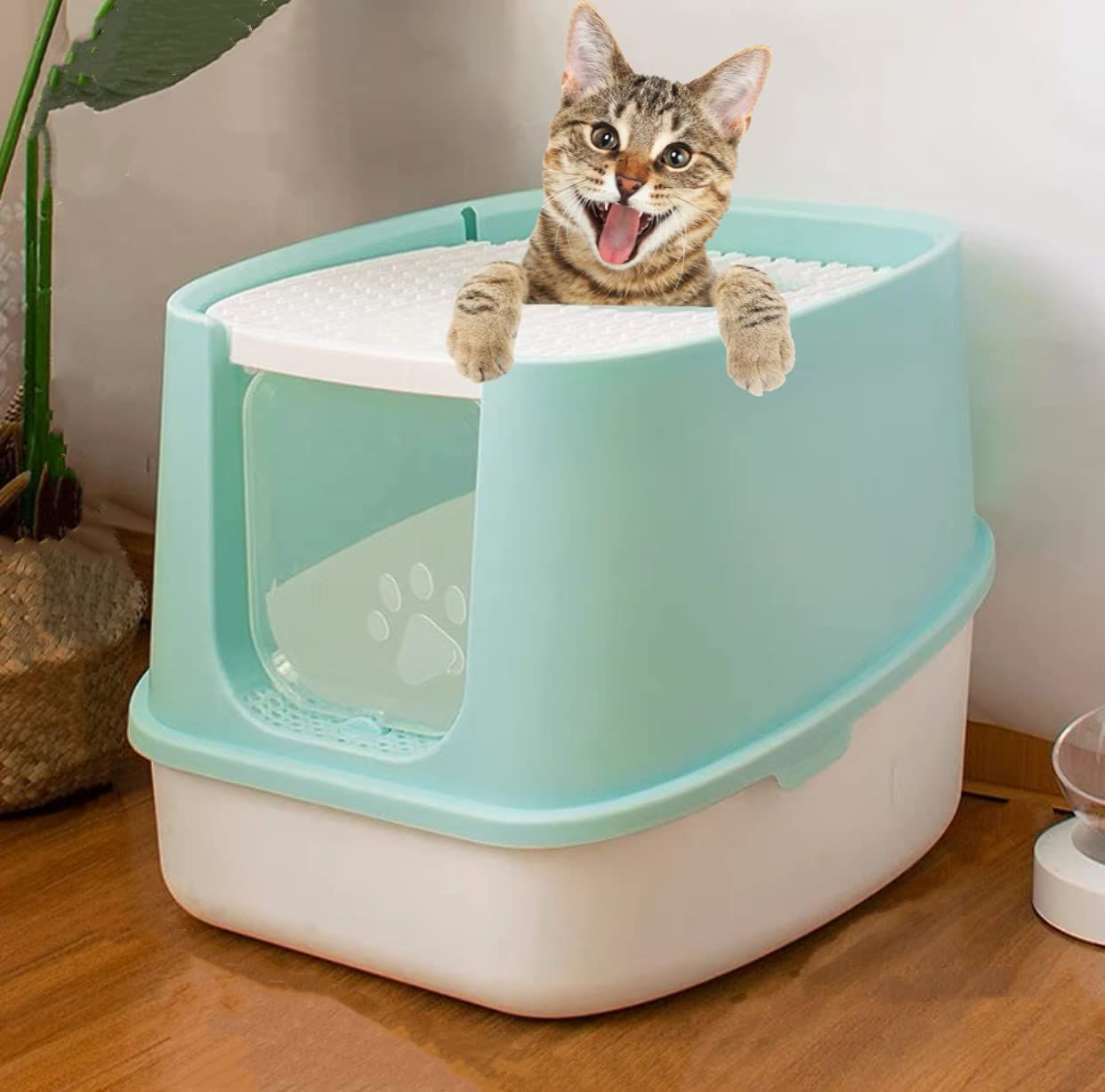 N&S 猫 トイレ スコップ付 上から出る猫トイレ ドーム サイズ選べる 清潔 大型猫 脱臭シート付 耐久性 2WAY出入り方法 ニオイの広がり防止 砂の飛び散り防止 猫用品 (ブルー, L)mt e1e45e28