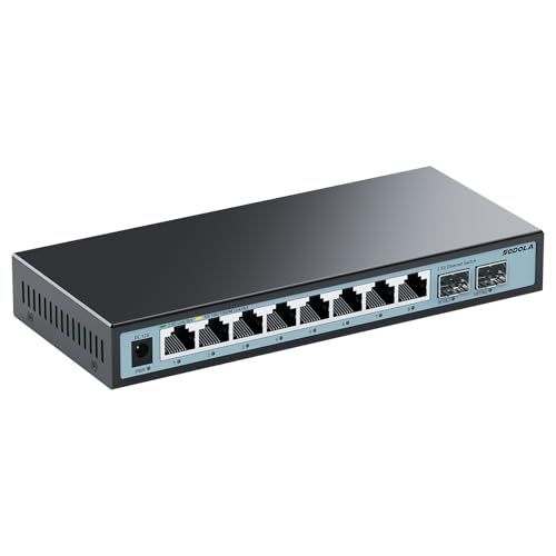 【迅速に発送】Sodola 2.5gbps スイッチングハブ 10ポート（8x2.5G RJ45と2x10G SFP+） 搭載 ファンレス静音設計 机の上に置く 家庭用およびオフィス用 プラグアンドプレイ 非管理型スイッチングハブ 095a84c9