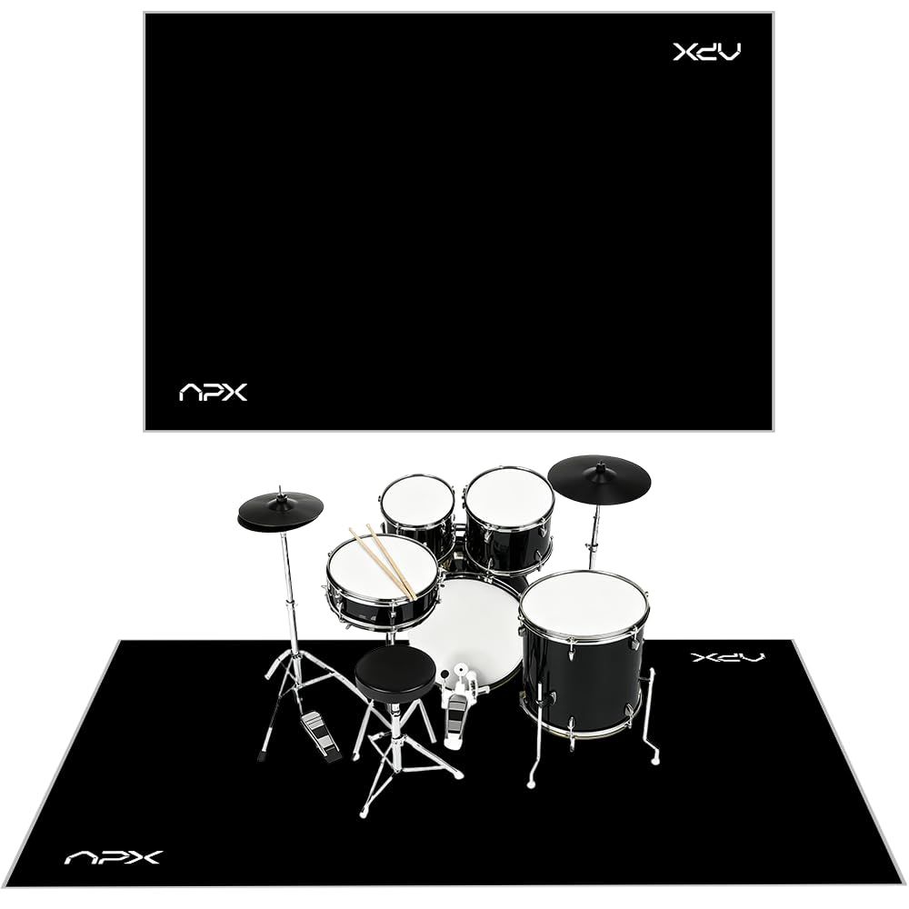 APX 電子ドラムマット 防振防音, ドラム セット ラグ 軽量, ピアノ 防音マット 入門 子供に向け,電子120X180cm, 滑り止め 振動吸収ペダル 練習用,専用, 絨毯, 屋外演奏, 黒t 985def50