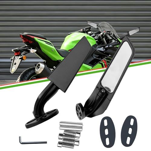 バイクミラー ウイング 翼型 スリム カウルミラー 左右セット 360°回転 180°スイング アルミ合金製 凸面鏡 HDコーティング 撥水 防眩 取付穴ピッチ30-60mm CBR250RR Ninja400 YZF-R25 GSX-R75 f8c1e669