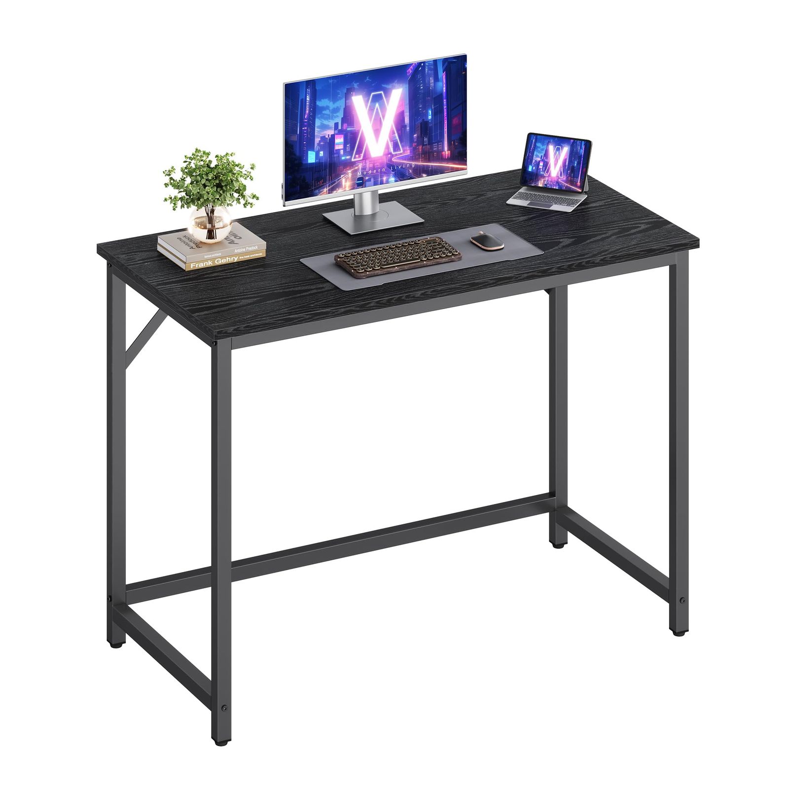 VASAGLE パソコンデスク 幅100×奥行50cm 机 PCデスク テーブル コンピューターデスク オフィスデスク 組立簡単 100×50×76cm ワークルーム 寝室 リビング ブラック LWD041B56V2ｍａ