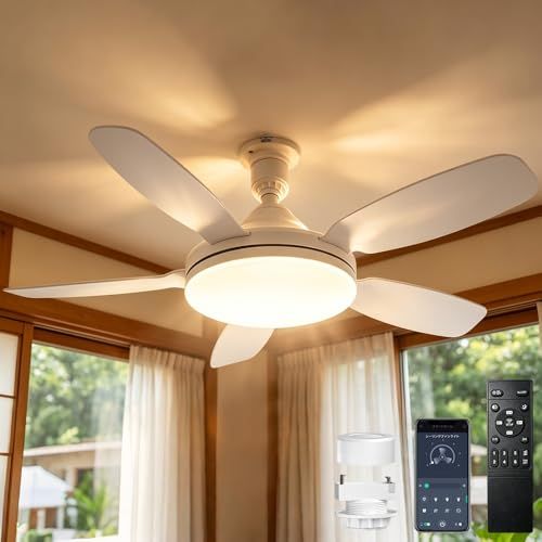 TENKOO&YOU シーリングファンライト【大風量・大光量】Φ81cm 5000lm 44W 8~10畳 E26 扇風機 LED ファン付き照明 正逆回転 大型 APP/2.4Gリモコン付き DCモーター 無段階調光調色 3階段風量調 タイ 4361f2de