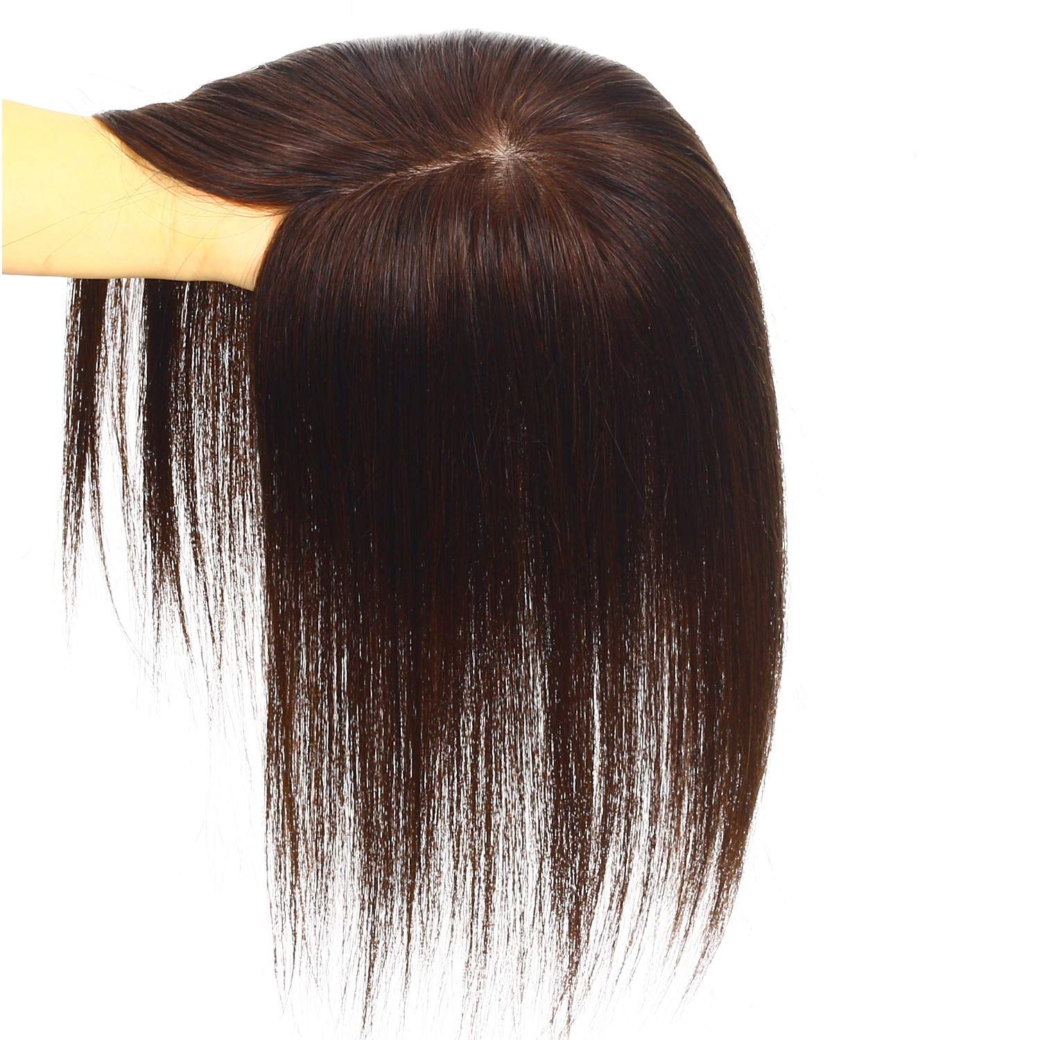 新品 HIYE 部分ウィッグ 付け毛 医療用ウィッグ ヘアピース 通気 ウイッグ 総手植え 超リアルスキン 脱毛隠し 軽薄 白髪隠れ 人毛で制作 分け目専用 カバーピース 縦長 横９cm縦１４cm(栗色 20cm)