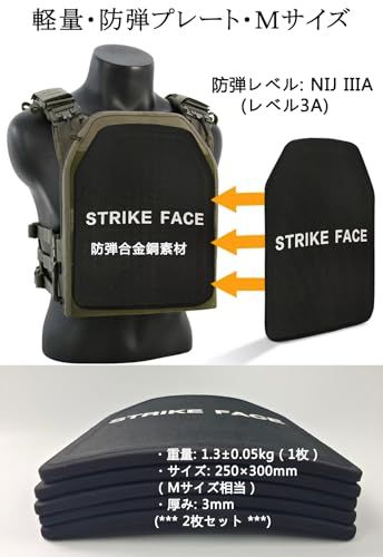 TWINFALCONS] 防弾プレート 鉄板 NIJ IIIA 実物 スチール素材 2枚