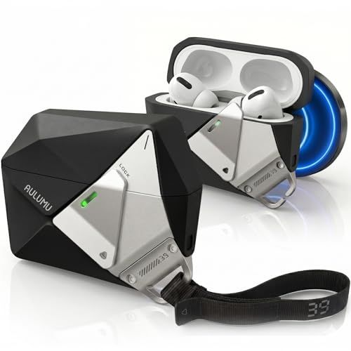 Aulumu A39 AirPods Pro 3 ケース【iFデザイン賞2026受賞】ダイヤモンドカット×サイバーパンクデザイン ロック付き 耐衝撃 全面保護 ワイヤレス充電対応 ストラップ付き AirPods Pro 第3世代 (2025) 8080ce22