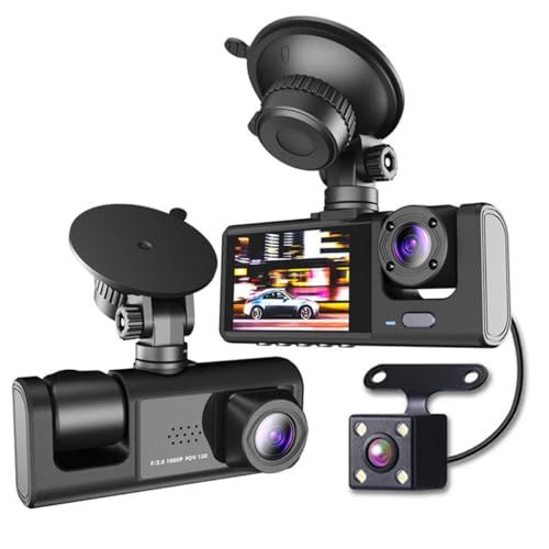 ドライブレコーダー 前後カメラ ドラレコ 3カメラ同時録画 1080PフルHD画質 360度小型全方位保護 車載カメラ 170度超広角 Ｇセンサー搭載 暗視機能 書き録画 ループ録画 HDR画像補正 明るいレンズ ワンタッチ記録 自動緊急録画 ad041ebf