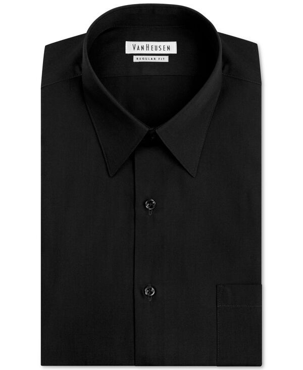 ヴァンハウセン メンズ トップス シャツ Van Heusen Mens Poplin Dress Shirt Classic Athletic Fit Black ブラック