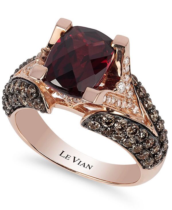 ル ヴァン レディース アクセサリー リング Le Vian Raspberry Rhodolite Garnet 3 ctw Chocolate Diamonds 115 ctw and White