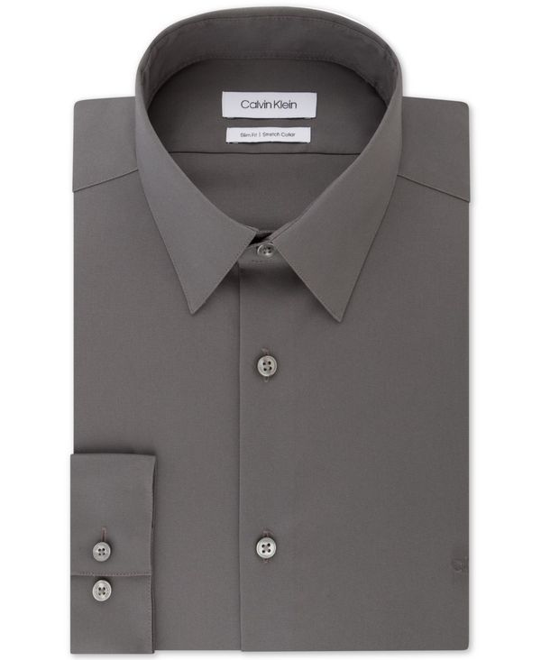 カルバンクライン メンズ トップス シャツ Calvin Klein Mens SlimFit Stretch Dress Shirt Grey グレー