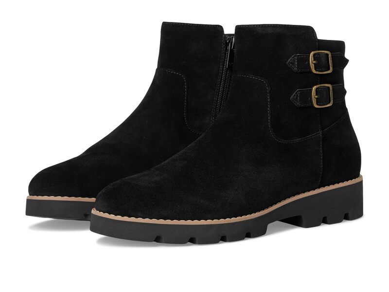 バイオニック レディース シューズ ブーツ・レインブーツ VIONIC Carissa Zip Short Boots Black Suede Lea ブラック