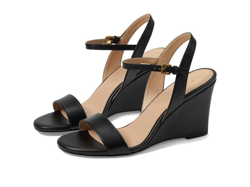 コールハーン レディース シューズ ヒール サンダル Cole Haan Josie Wedge Sandals Black Leather ブラック