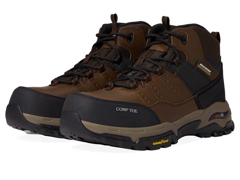 スケッチャーズ メンズ シューズ ブーツ・レインブーツ SKECHERS Work Arch Fit Tarver Comp Toe Brown ブラウン